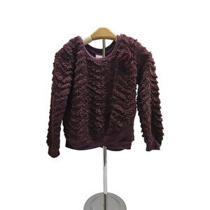 Girls Burgundy Faux Fur Sweater By Nannette Kids With Floral Accent